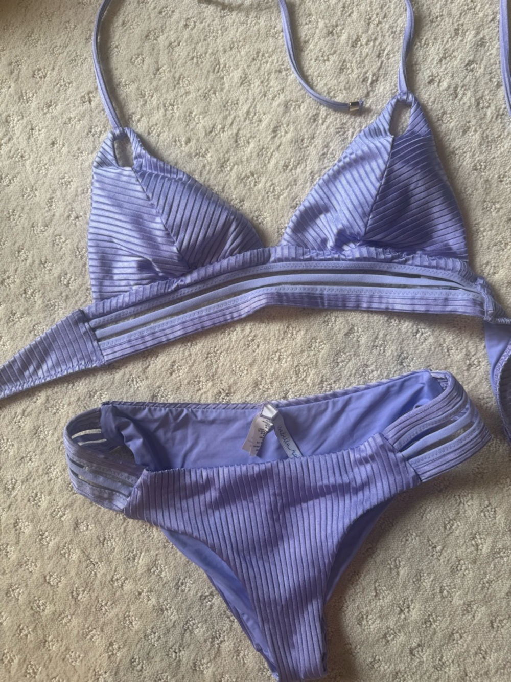 Ribbed Triangle Bikini Set in Lavender